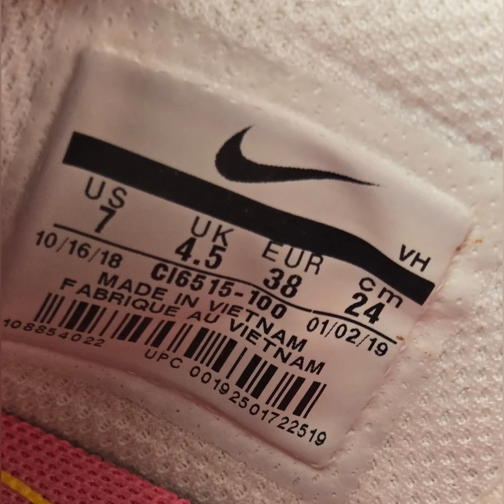 Nike Air Max 270 GS White Yellow Pink Sneakers Women’s 8.5 - Picture 10 of 12